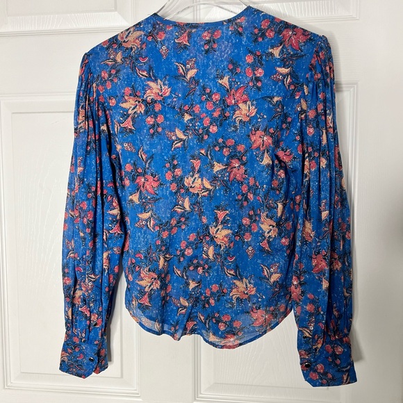 Isabel Etoile Marant Floral Print Snap Button Up Blouse Top Sz Fr 34 - Picture 2 of 13